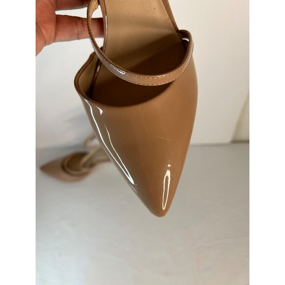 Aldo Womens Beige Patent Leather Strappy Slingback Heels - Picture 8 of 11